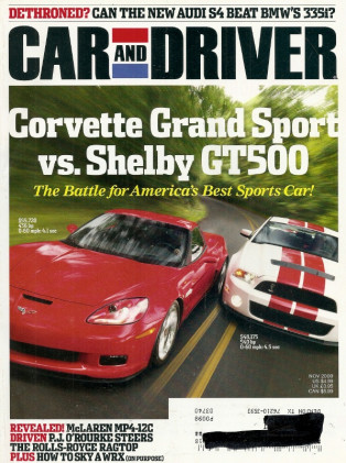 CAR & DRIVER 2009 NOV - VETTE vs GT500, GULLWING, BUGATTI, BLOWER-JAG, AMC